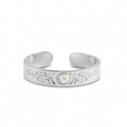 Roestvrij stalen (RVS) Stainless steel ringen parels Silver