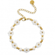 Roestvrij stalen (RVS) Stainless steel armbanden parels Gold