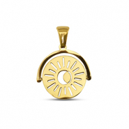 Roestvrij stalen (RVS) Stainless steel bedels rotate zon Gold