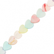 Schelp kralen hart Multicolour pastel