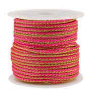 Trendy koord gevlochten 2.3mm Neon pink-gold