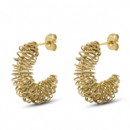 Roestvrij stalen (RVS) Stainless steel oorbellen / oorstekers Gold