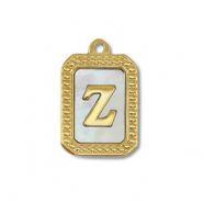 Roestvrij stalen (RVS) Stainless steel bedel schelp letter Z Gold-white (natuurlijke kleur)