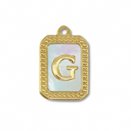 Roestvrij stalen (RVS) Stainless steel bedel schelp letter G Gold-white (natuurlijke kleur)