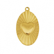 Roestvrij stalen (RVS) Stainless steel bedels hart Gold