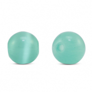 6 mm glaskralen Cat's eye Mint turquoise