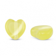 Glaskralen Cat's eye hart Yellow
