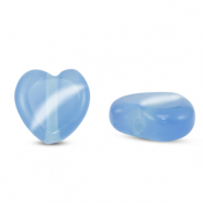 Glaskralen Cat's eye hart Blue