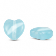 Glaskralen Cat's eye hart Sky blue