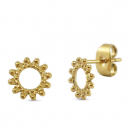 Roestvrij stalen (RVS) Stainless steel oorbellen / oorstekers bloem Gold