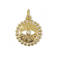 Brass TQ metaal bedels zirkonia evil eye Gold
