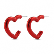 Trendy oorbellen hart Red
