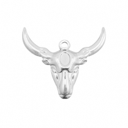 Roestvrij stalen (RVS) Stainless steel bedels Texas longhorn schedel Silver