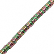 Hematite kralen disc 3mm Green-pink-AB coating