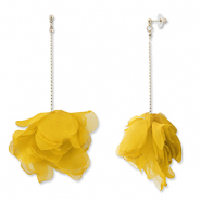Trendy oorbellen/oorstekers chiffon bloem Yellow-gold