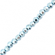 Top Facet kralen 4x3mm disc Metallic light blue
