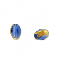 Glaskralen ovaal Blue transparent-gold