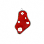 Resin hangers irregular met parels Silver-red-white