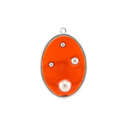 Resin hangers ovaal met parels Silver-orange-white