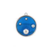 Resin hangers rond met parels Silver-blue-white