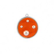Resin hangers rond met parels Silver-orange-white