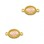 Roestvrij stalen (RVS) Stainless steel tussenstukken zirkonia ovaal Gold-light orange