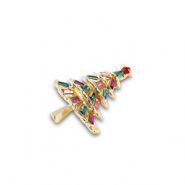 Broches kerstboom Gold-multicolor