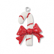 Resin hangers zuurstok met strik White-red