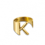 Roestvrij stalen (RVS) Stainless steel ringen letter K Gold