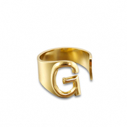 Roestvrij stalen (RVS) Stainless steel ringen letter G Gold