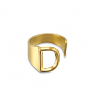 Roestvrij stalen (RVS) Stainless steel ringen letter D Gold