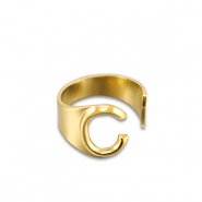 Roestvrij stalen (RVS) Stainless steel ringen letter C Gold
