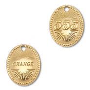 BY31&reg; Roestvrij stalen (RVS) stainless steel bedel angelnumbers 555 / change Gold