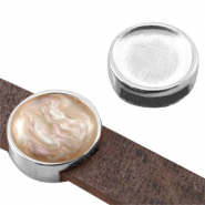 DQ metaal schuiver setting voor 12mm cabochon (voor leer plat 8mm) Antiek zilver (nikkelvrij)