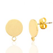 Onderdelen DQ metaal earpin rond 10mm met oogje Goud (nikkelvrij)