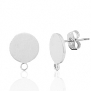 Onderdelen DQ metaal earpin rond 10mm met oogje Antiek zilver (nikkelvrij)