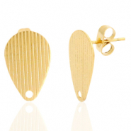 Roestvrij stalen (RVS) Stainless steel oorbellen / oorstekers druppel met oogje Goud