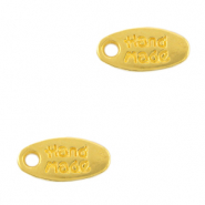 Bedels DQ metaal tag "handmade" Goud (nikkelvrij)
