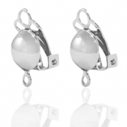 Onderdelen DQ metaal clipoorbellen Antiek zilver (nikkelvrij)