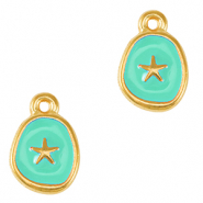 Bedels DQ metaal zeester Goud-veraman blue (nikkelvrij)