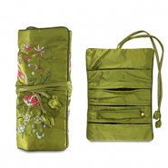 Sieraden reisetui met bloemen Olive green