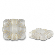 Acryl kralen rechthoek met bloem Transparent-gold