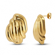 Roestvrij stalen (RVS) Stainless steel oorbellen / oorstekers Gold