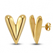 Roestvrij stalen (RVS) Stainless steel oorbellen / oorstekers hart Gold