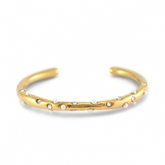 Roestvrij stalen (RVS) Stainless steel armbanden bangle met imitatie parels Gold