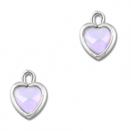 Hangers van Crystal glas hart Light lilac-silver