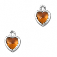 Hangers van Crystal glas hart Orange brown-silver