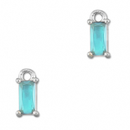 Hangers van Crystal glas rechthoek Aquamarine blue-silver