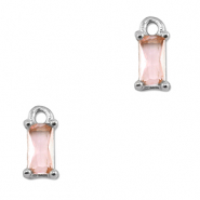Hangers van Crystal glas rechthoek Light pink-silver