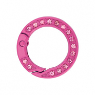 Gekleurde onderdelen sleutelhanger ring Magenta pink